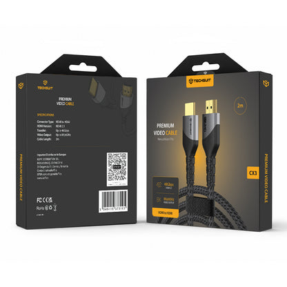 Video kabel Techsuit NexusVision Pro CX3, HDMI - HDMI, 8K, 2m, Šedý