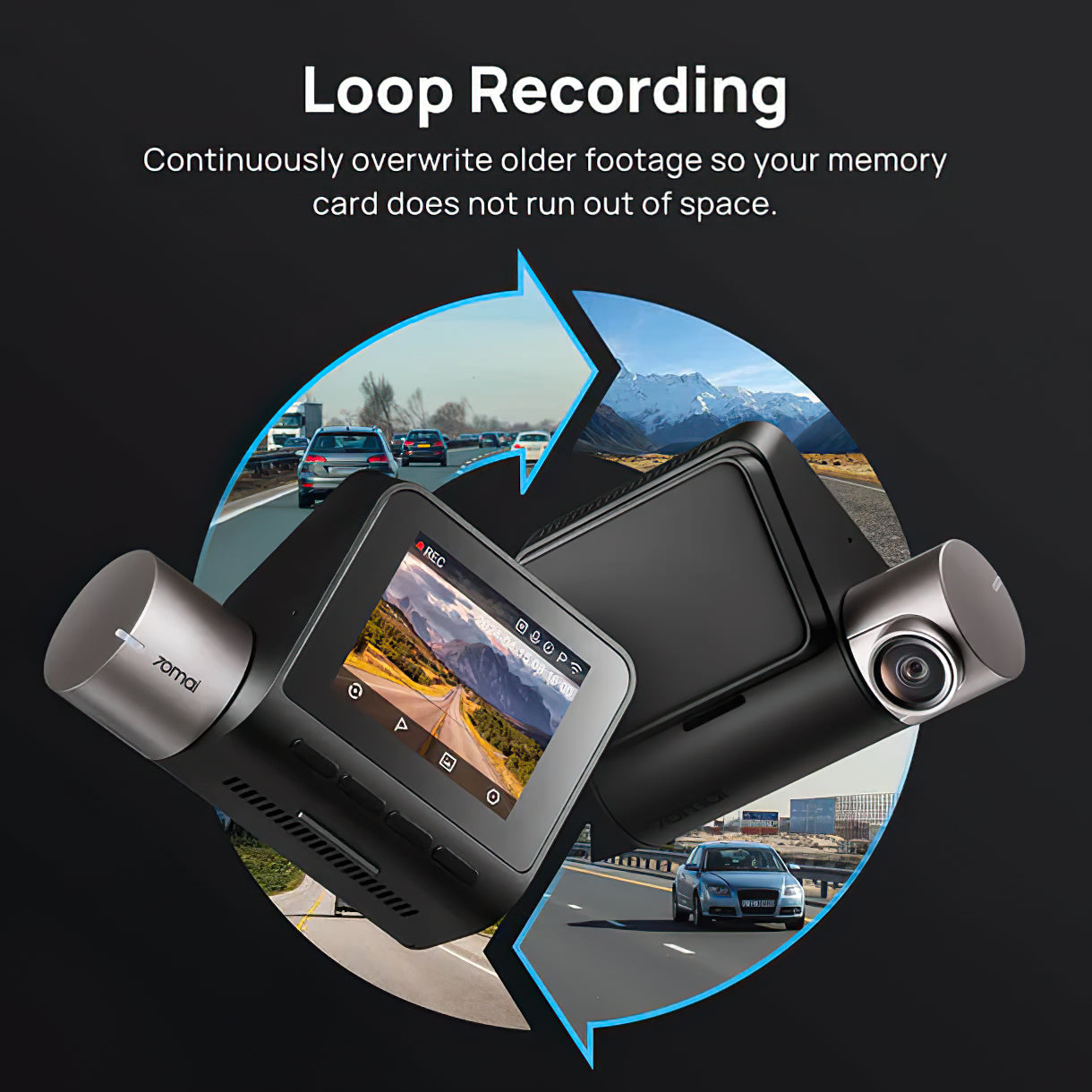 Auto Kamera Přední Zadní 70mai Dash Cam A510, 3K, GPS, Wi-Fi, Displej 2 palce