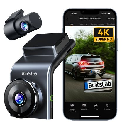 Přední a zadní kamera do auta Botslab G300H Plus, 4K, Wi-Fi, GPS, displej 2,4 palce