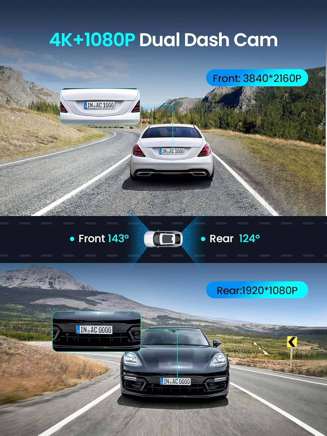 Auto kamera DDPAI Z50 Pro Dual, přední a zadní, 4K, Wi-Fi, GPS, displej 3 palce