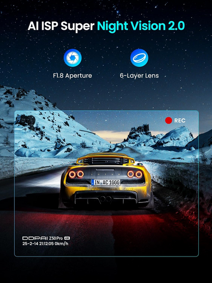 Auto kamera DDPAI Z50 Pro Dual, přední a zadní, 4K, Wi-Fi, GPS, displej 3 palce