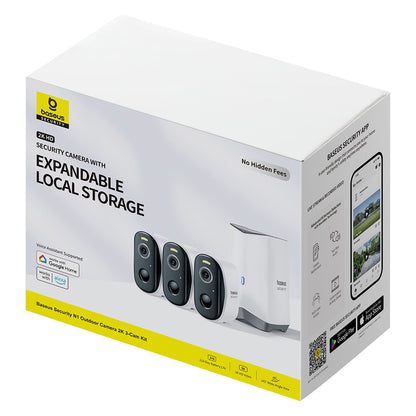 Kamera Baseus N1 pro dohled, Wi-Fi, 2K, IP67, venkovní, sada 3 kusy, bílá S0TW022131