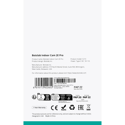 Dohledová kamera Botslab 2E Pro C213, Wi-Fi, 2K, 2K, vnitřní kamera 