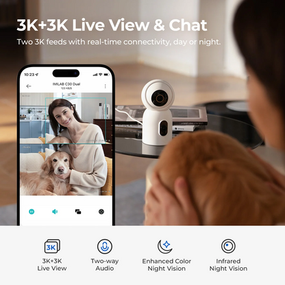 iMILAB C30 Dual Security Camera, Wi-Fi, 3K, Indoor CMSXJ111A
