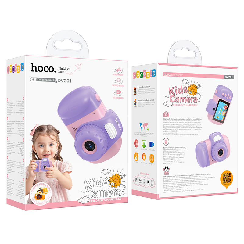 Digitální kamera HOCO DV201 Kids, 1080P, 2MP, Růžová