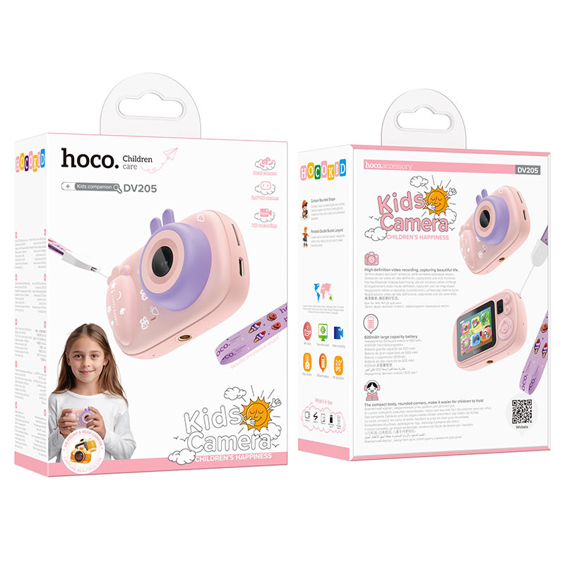 Digitální kamera HOCO DV205 Kids, 720P, 1MP, Růžová