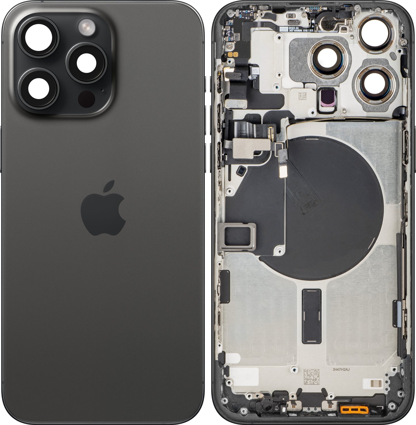 Kryt baterie Apple iPhone 15 Pro Max, s prostředním krytem, Černý (Black Titanium), Swap