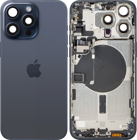 Kryt baterie Apple iPhone 15 Pro Max, s prostředním krytem, Modrý (Blue Titanium), Swap