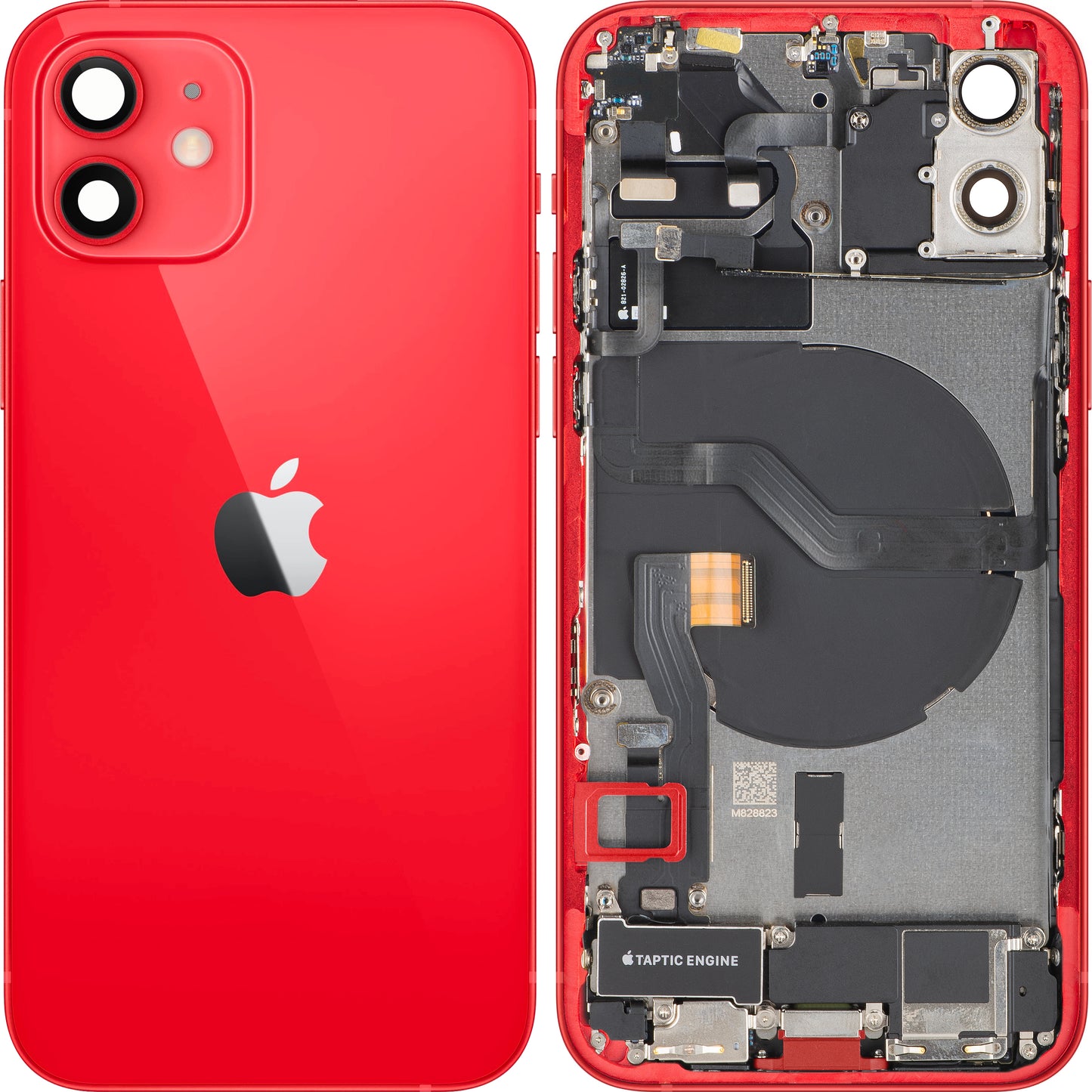 Kryt baterie Apple iPhone 12, s prostředním krytem, kompletní díly, červený, Swap