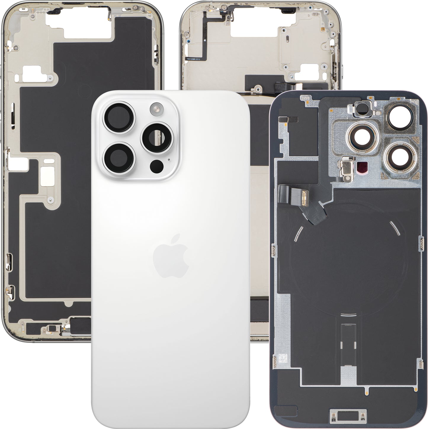 Kryt baterie Apple iPhone 16 Pro Max, s prostředním krytem, kompletní díly, bílá (White Titanium), Swap