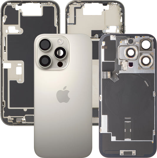 Kryt baterie Apple iPhone 16 Pro, s prostředním krytem, kompletní díly, béžová (Natural Titanium), Swap