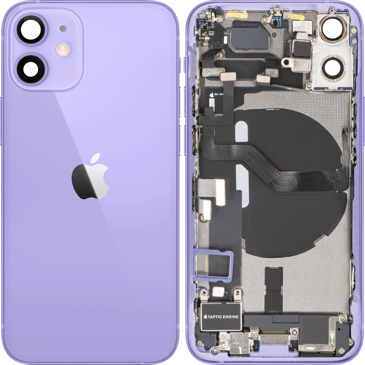 Kryt baterie Apple iPhone 12 mini, s prostředním krytem, kompletní díly, fialový, Swap