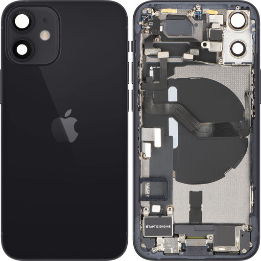 Kryt baterie Apple iPhone 12 mini, s prostředním krytem, kompletní díly, černý, Swap