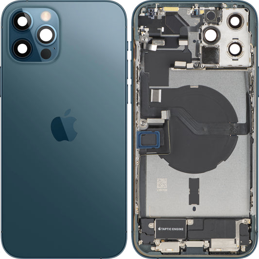 Kryt baterie Apple iPhone 12 Pro, s prostředním krytem, kompletní díly, modrý (Pacific Blue), Swap