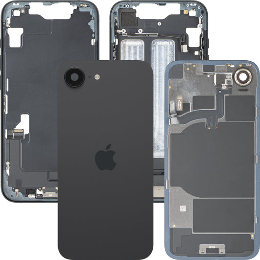 Zadní kryt baterie Apple iPhone 16e, se středním krytem, kompletní díly, černý, swap