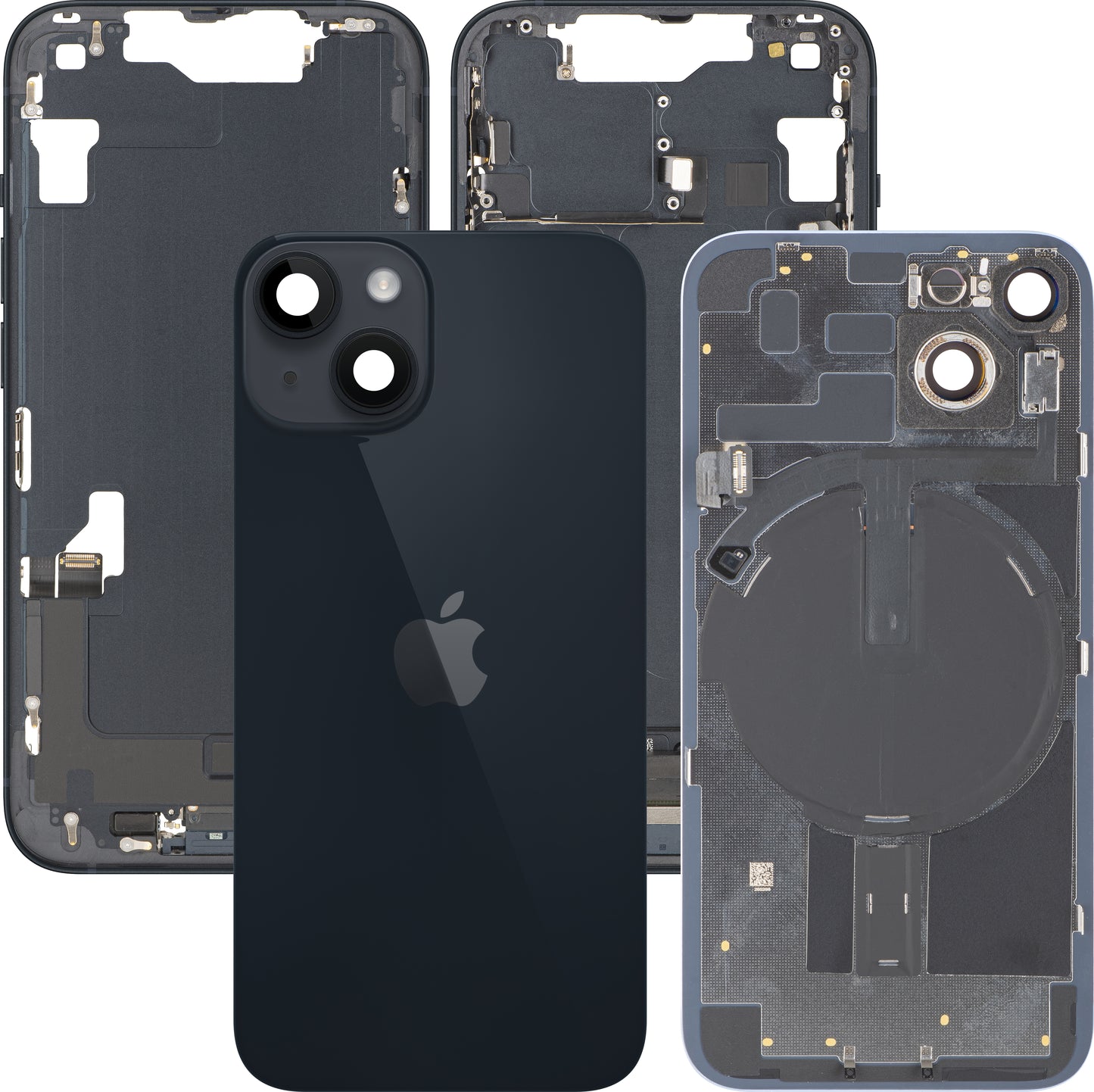 Zadní kryt baterie Apple iPhone 14, se středním krytem, kompletní díly, černý (Midnight), Swap