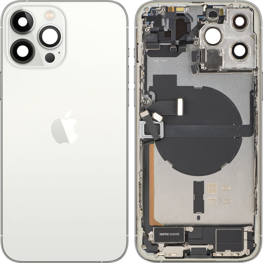 Zadní kryt baterie Apple iPhone 13 Pro Max, se středním krytem, kompletní díly, stříbrný, swap