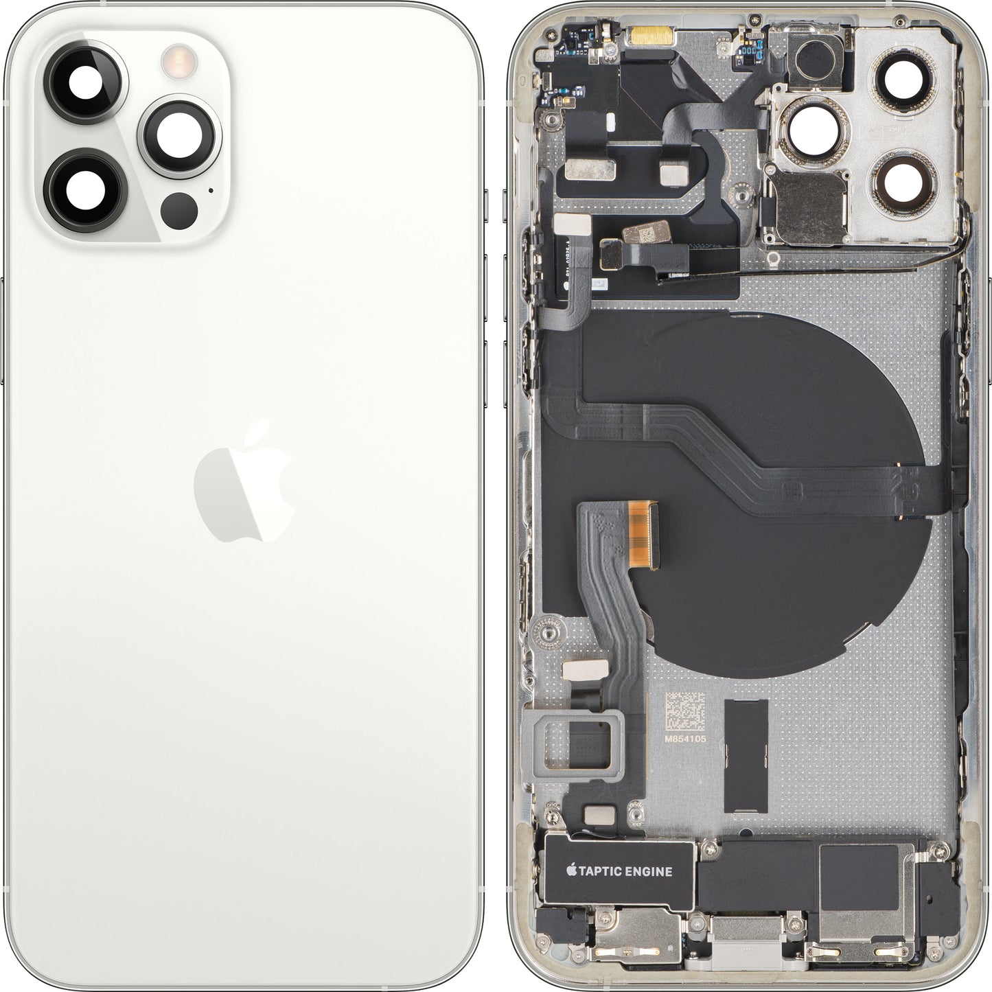 Zadní kryt baterie Apple iPhone 12 Pro, se středním krytem, kompletní díly, stříbrný, výměna