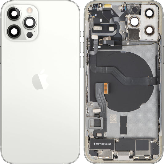 Zadní kryt baterie Apple iPhone 12 Pro, se středním krytem, kompletní díly, stříbrný, výměna