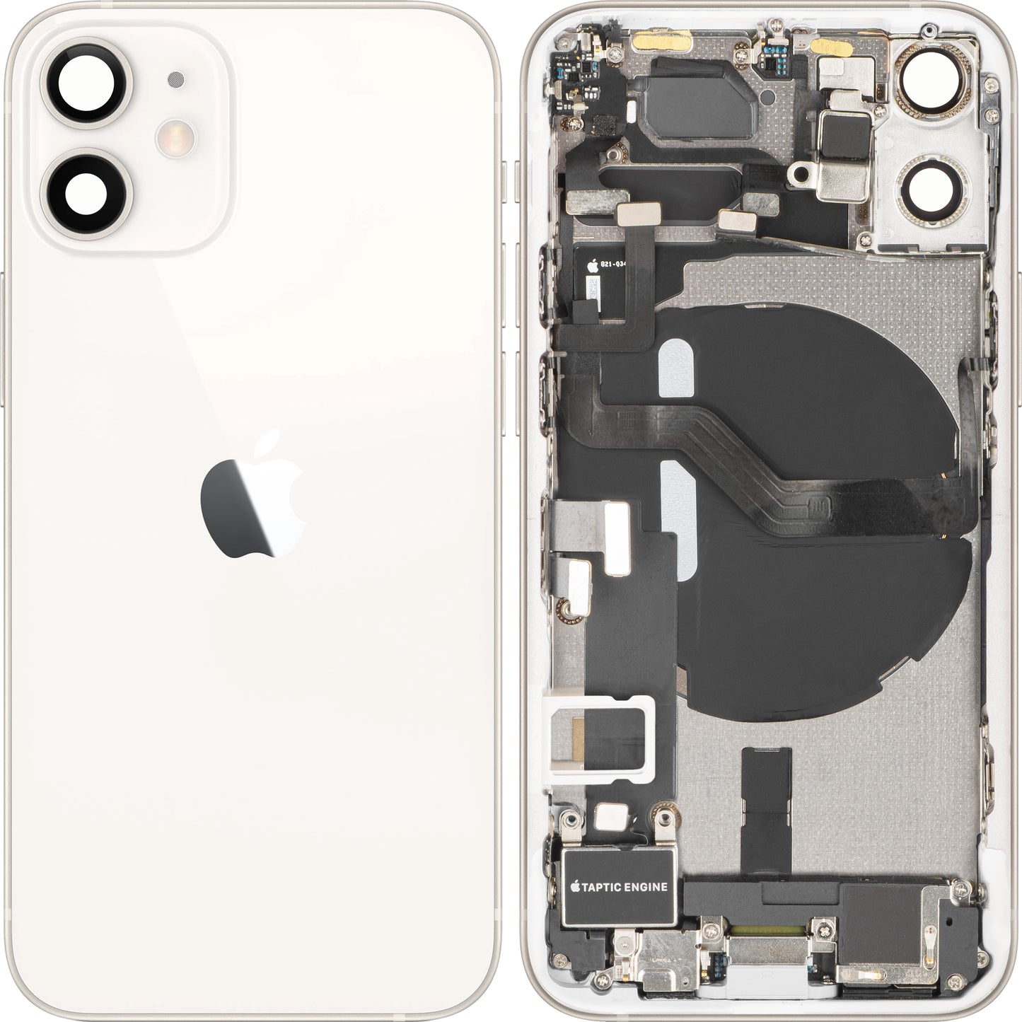 Zadní kryt baterie Apple iPhone 12 mini, se středním rámečkem, kompletní díly, bílý, swap