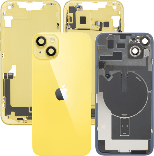 Zadní kryt baterie Apple iPhone 14 Plus, se středním rámečkem, kompletní díly, žlutý, prémiová výměna