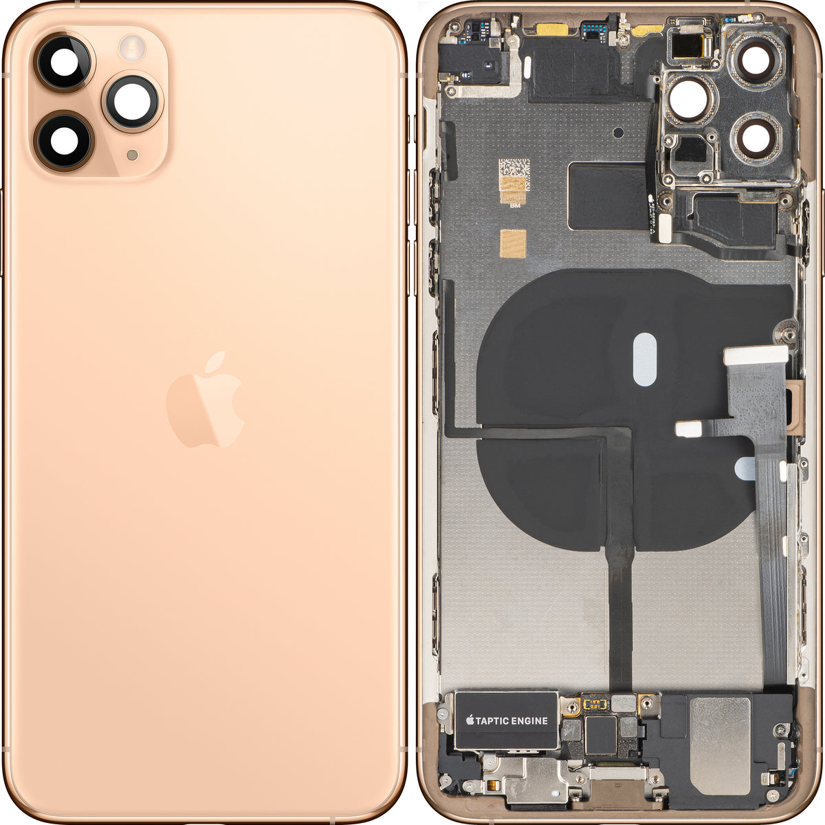 Zadní kryt baterie Apple iPhone 11 Pro Max, se středním rámečkem, kompletní díly, zlatý (matný zlatý), prémiová výměna