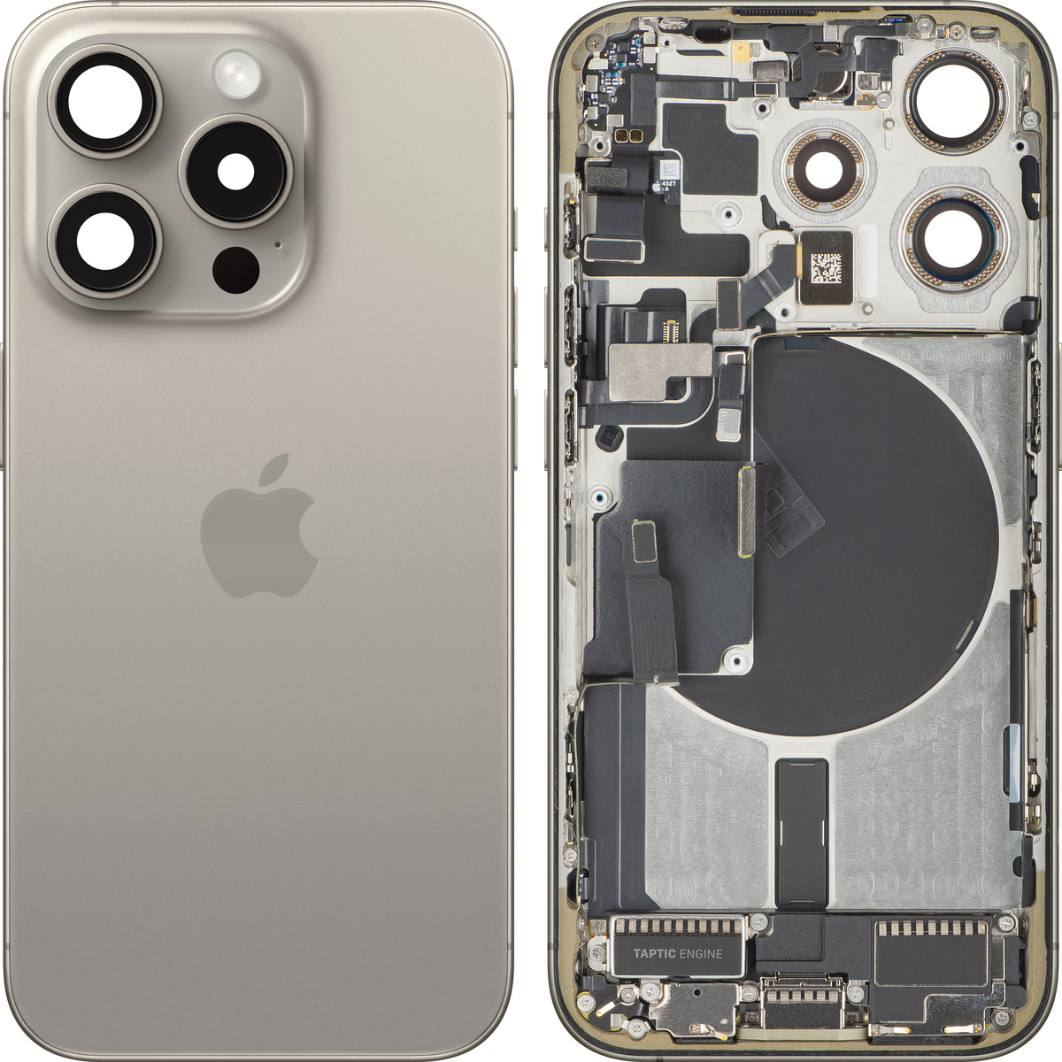 Kryt baterie Apple iPhone 15 Pro, se středním rámem, verze US, béžový (přírodní titan), výměnný zboží