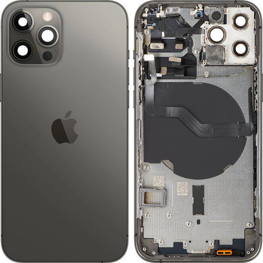 Battery Cover compatible with Apple iPhone 12 Pro, With Middle Frame, Black