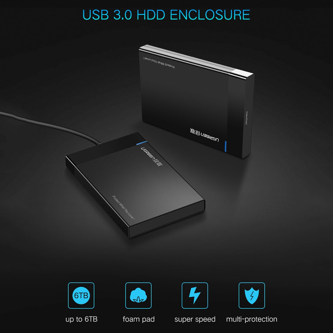 Rack UGREEN US221 pro HDD / SSD SATA 2.5inch, USB 3.0, Černý