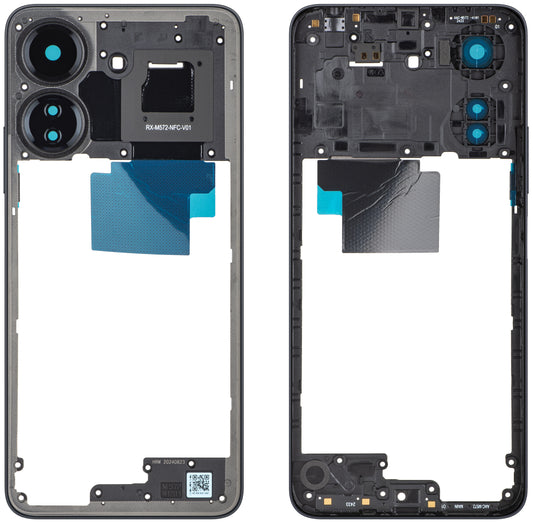 Střední kryt Xiaomi Redmi 13C NFC / Poco C65, Černý, Service Pack 560001C3UP00