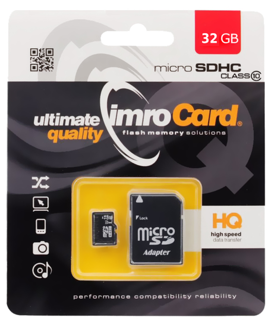 Paměťová karta microSDHC Imro, 32GB, Třída 10 / UHS-1 U1, s adaptérem