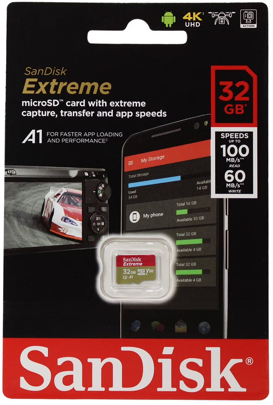 Paměťová karta microSDHC SanDisk Extreme, 32Gb, Třída 10 / UHS-1 U3 SDSQXAF-032G-GN6MN