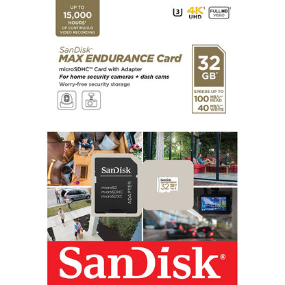 Paměťová karta microSDHC SanDisk MAX Endurance, 32Gb, Třída 10 / UHS-1 U3, S adaptérem SDSQQVR-032G-GN6IA