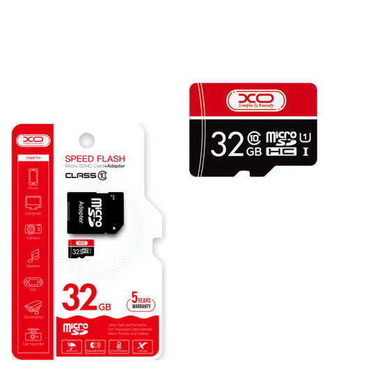Paměťová karta microSDHC XO Design Speed Flash, 32GB, Třída 10 / UHS-1 U3, s adaptérem