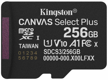 Paměťová karta microSDXC Kingston Canvas Select Plus Android A1, 256Gb, Třída 10 / UHS-1 U1 SDCS3/256GBSP