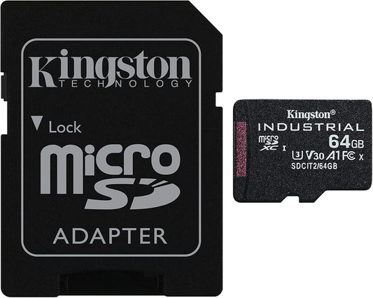 Paměťová karta microSDXC Kingston Industrial, 64Gb, Třída 10 / UHS-1 U3, S adaptérem SDCIT2/64GB