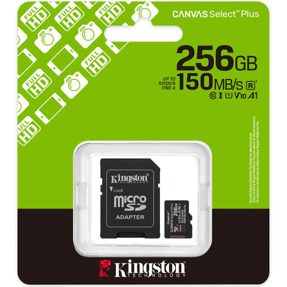 Paměťová karta microSDXC Kingston Canvas Select Plus Android A1, 256Gb, Třída 10 / UHS-1 U1, S adaptérem SDCS3/256GB