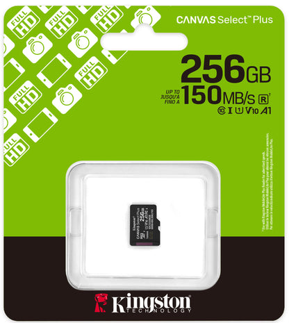 Paměťová karta microSDXC Kingston Canvas Select Plus Android A1, 256Gb, Třída 10 / UHS-1 U1 SDCS3/256GBSP
