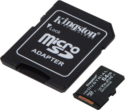 Paměťová karta microSDXC Kingston Industrial, 64Gb, Třída 10 / UHS-1 U3, S adaptérem SDCIT2/64GB