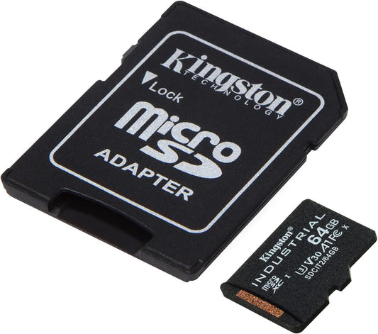 Paměťová karta microSDXC Kingston Industrial, 64Gb, Třída 10 / UHS-1 U3, S adaptérem SDCIT2/64GB