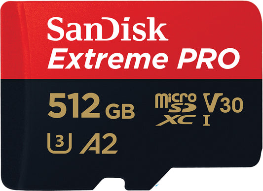 Paměťová karta microSDXC SanDisk Extreme Pro, 512Gb, Třída 10 / UHS-1 U3, S adaptérem SDSQXCD-512G-GN6MA