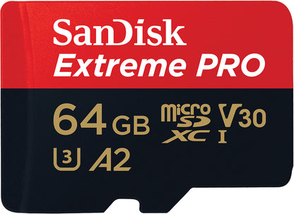 Paměťová karta microSDXC SanDisk Extreme Pro, 64Gb, Třída 10 / UHS-1 U3, S adaptérem SDSQXCU-064G-GN6MA