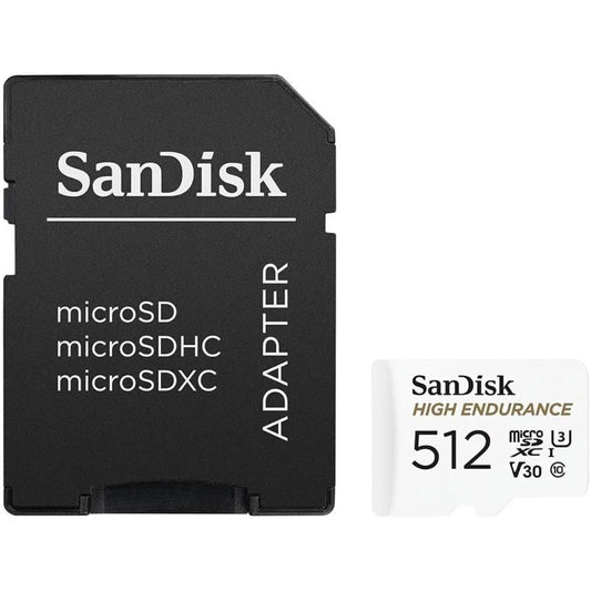 Paměťová karta microSDXC SanDisk High Endurance, 512Gb, Třída 10 / UHS-1 U3, S adaptérem SDSQQNR-512G-GN6IA