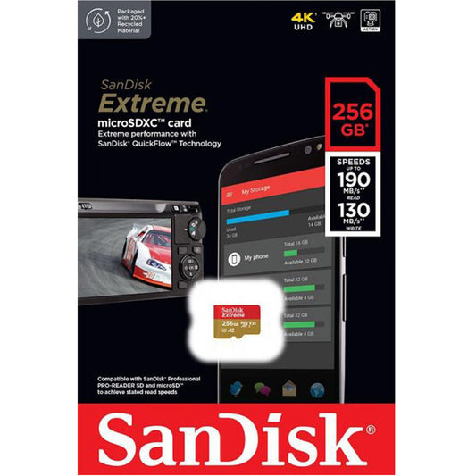 Paměťová karta microSDXC SanDisk Extreme, 256Gb, Třída 10 / UHS-1 U3 SDSQXAV-256G-GN6MN