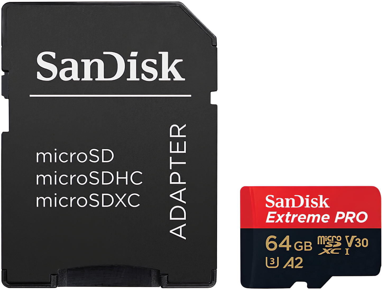 Paměťová karta microSDXC SanDisk Extreme Pro, 64Gb, Třída 10 / UHS-1 U3, S adaptérem SDSQXCU-064G-GN6MA