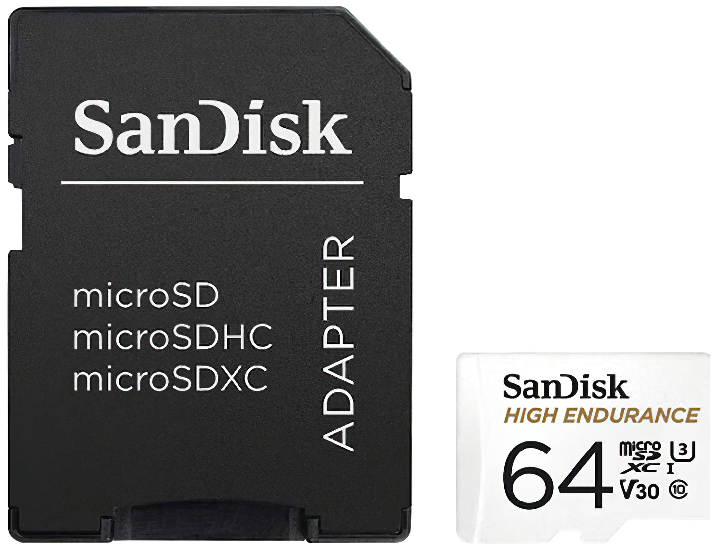 Paměťová karta microSDXC SanDisk High Endurance, 64Gb, Třída 10 / UHS-1 U3, S adaptérem SDSQQNR-064G-GN6IA