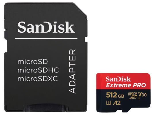 Paměťová karta microSDXC SanDisk Extreme Pro, 512Gb, Třída 10 / UHS-1 U3, S adaptérem SDSQXCD-512G-GN6MA
