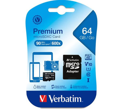 Paměťová karta microSDXC Verbatim, 64Gb, Třída 10 / UHS-1 U1, S adaptérem