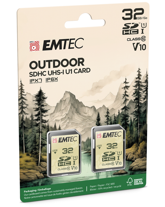 Paměťová karta SDHC Emtec Rugged Outdoor, 32Gb, Třída 10 / UHS-1 U1, Sada 2 kusy ECMSD32GHCU1ORP2