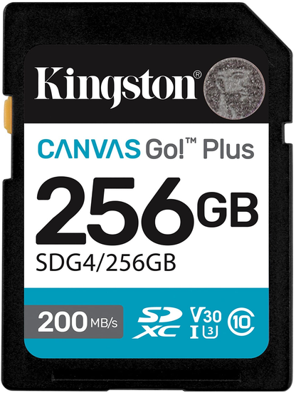 Paměťová karta SDXC Kingston Canvas Go Plus, 256GB, Třída 10 / UHS-1 U3 SDG4/256GB